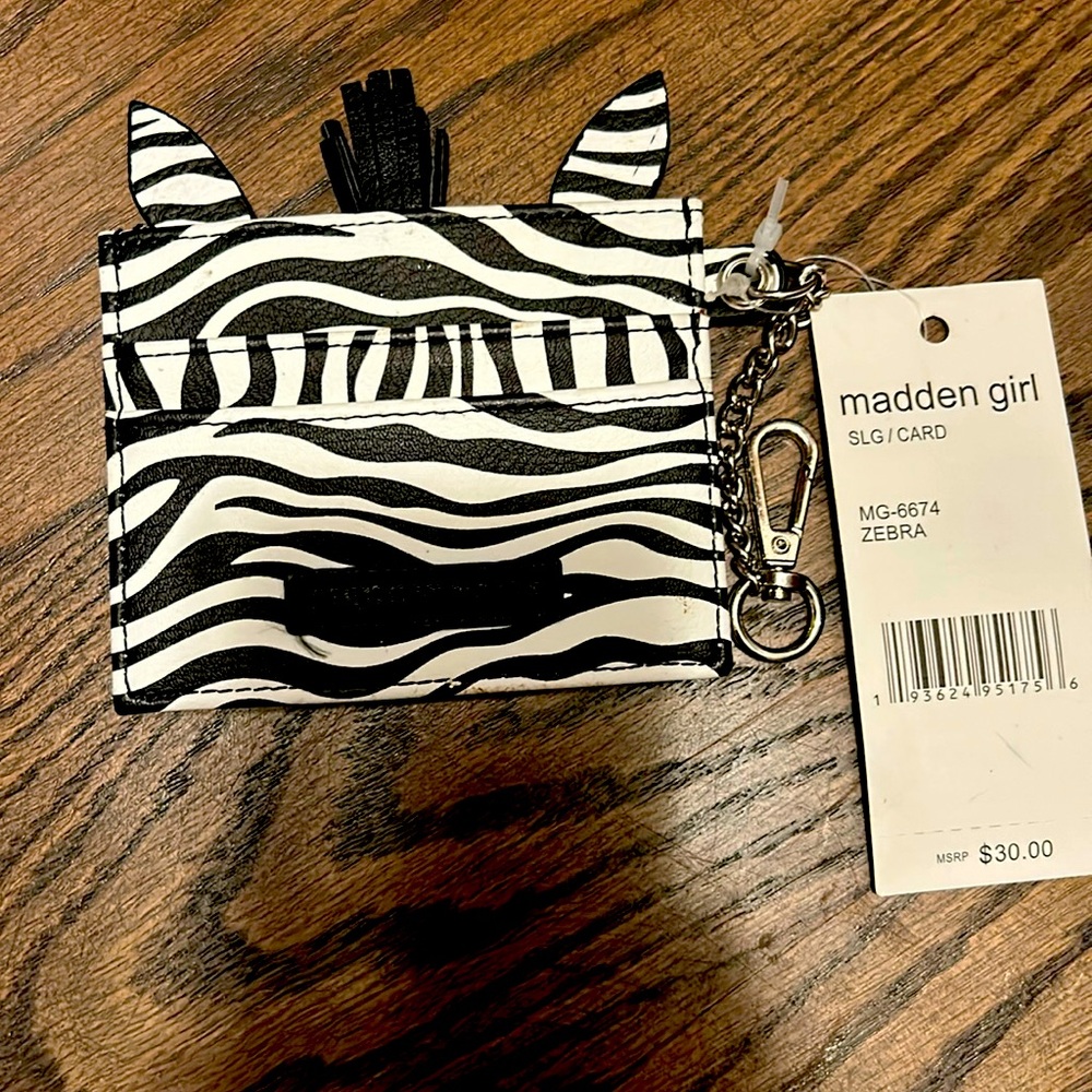 This is a madden girl zibra stripped wallet